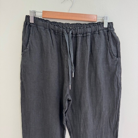 Isabel Tavares Charcoal Grey Linen Made in Italy Pants - Picture 2 of 7